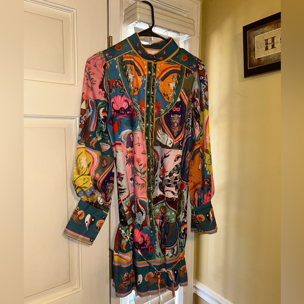 Boho graffiti long sleeve dress - Picture 2 of 3